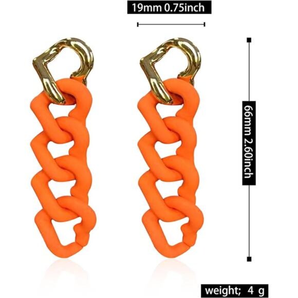 Chunky Chain Link Earrings | Pastel Candy Resin Drop Statement Earrings - Picture 4 of 6